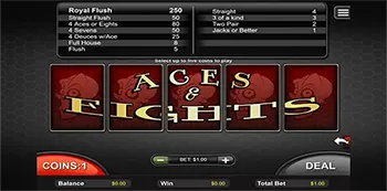 aces and eights video poker screen