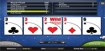 screen from deuces wild video poker