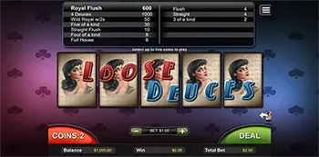 loose deuces video poker screenshot